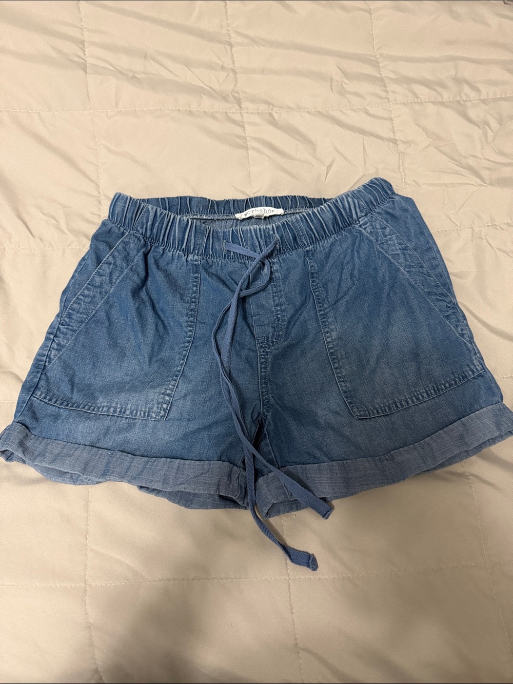 Workshop Republic Clothing Blue Elastic Waist Denim Shorts
